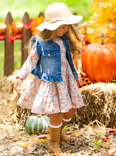 Always In Bloom Denim Vest & Floral Dress Set